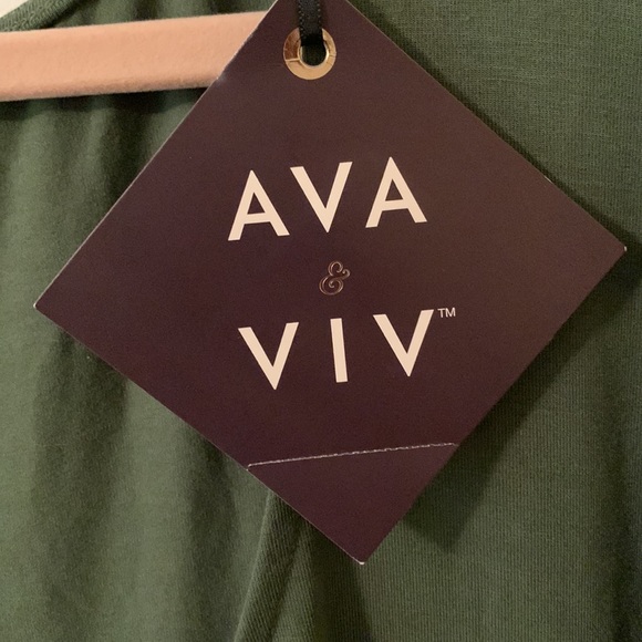 NWT Ava & Viv green faux wrap short sleeve stretchy midi dress 4x (28W-30W) - Picture 9 of 12